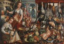 The Well-stocked Kitchen, with Jesus in the House of Martha and Mary in the Background, 1566. Creator: Joachim Bueckelaer
