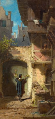 The Well-Wisher, ca 1860. Creator: Spitzweg, Carl (1808-1885)