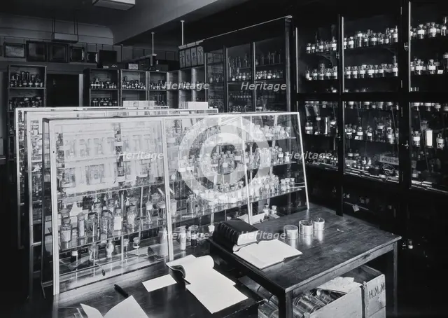 The Wellcome Building, Euston Road, London: working area in the materia medica stores, c1910s. Creator: Unknown.