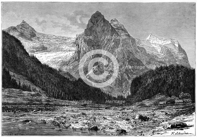 The Wellhorn and the Rosenlaui Glacier, Switzerland, 19th century.Artist: C Laplante