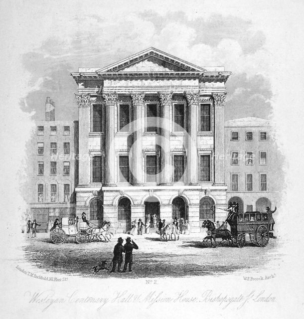 The Wesleyan Centenary Hall and Mission House, Bishopsgate, City of London, 1840. Artist: Anon
