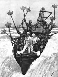 'The West Coast of Africa - Landing in a Surf Boat at Accra 1891. Creator: Joseph Nash
