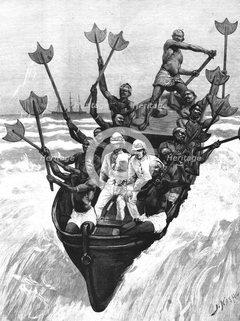''The West Coast of Africa - Landing in a Surf Boat at Accra', 1891. Creator: Joseph Nash.