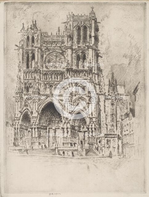 The West Front, Amiens, 1907. Creator: Joseph Pennell.