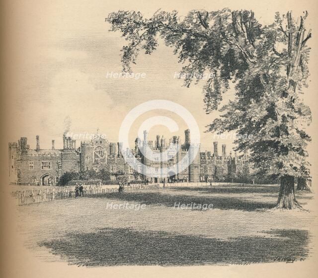 'The West Front of Hampton Court Palace', 1902. Artist: Thomas Robert Way.