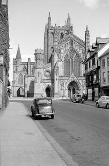 The west front of Hereford Cathedral seen from King Street, Herefordshire, c1945-c1965. Artist: SW Rawlings