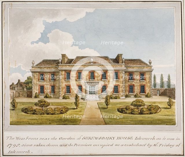 The west front of Shrewsbury House, Isleworth, Middlesex, c1800. Artist: Anon