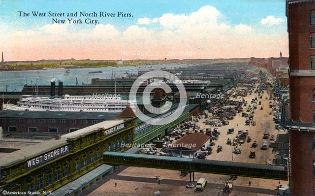 The West Street and North River Piers, New York City, New York, USA, 1916. Artist: Unknown