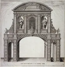 The West Prospect of Temple Bar, London, c1770. Artist: John Nixon