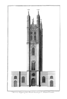 The West Prospect of the Parish Church of St. Michael Cornhill c1756. Artist: Benjamin Cole