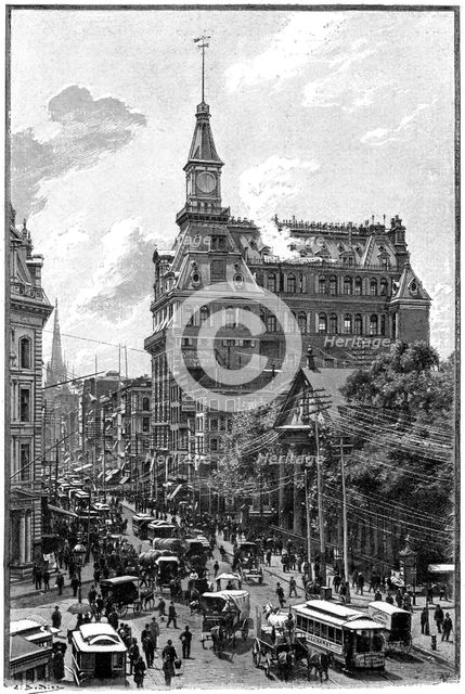 The Western Union Telegraph Company's buildings, Broadway and Dey Street, New York, 1892.Artist: Boudier
