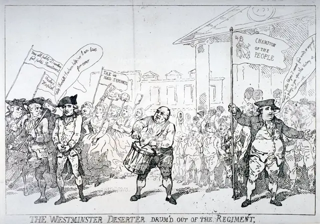 'The Westminster Deserter drum'd out of the regiment', 1784.              Artist: Thomas Rowlandson