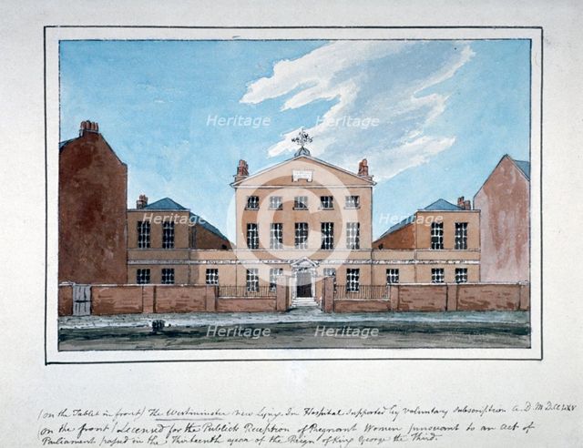 The Westminster Lying-in Hospital, Westminster Bridge Road, Lambeth, London, 1765.                   Artist: Anon
