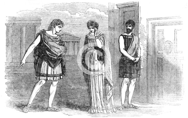 The Westminster Play - scene from Terence's "Eunuchus", act 1, scene 1, 1854. Creator: Unknown.