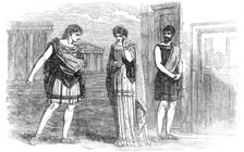 The Westminster Play - scene from Terence's "Eunuchus", act 1, scene 1, 1854. Creator: Unknown