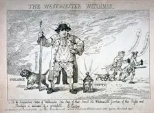 The Westminster Watchman 1784. Artist: Thomas Rowlandson