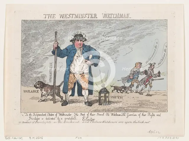 The Westminster Watchman, April 12, 1784., April 12, 1784. Creator: Thomas Rowlandson.