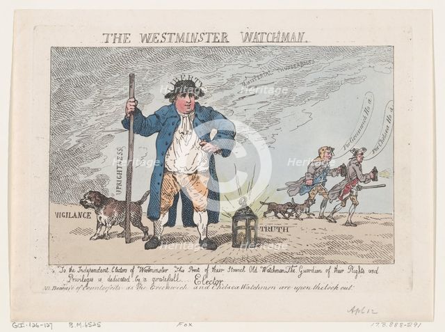 The Westminster Watchman, April 12, 1784., April 12, 1784. Creator: Thomas Rowlandson.