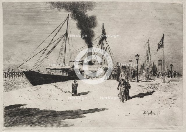 The Wharf at Trouville, 1877. Creator: Félix Hilaire Buhot (French, 1847-1898).