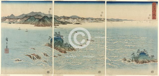 The Whirlpools in Naruto Strait, Awa Province (Awa Naruto no fukei), 1857. Creator: Ando Hiroshige.