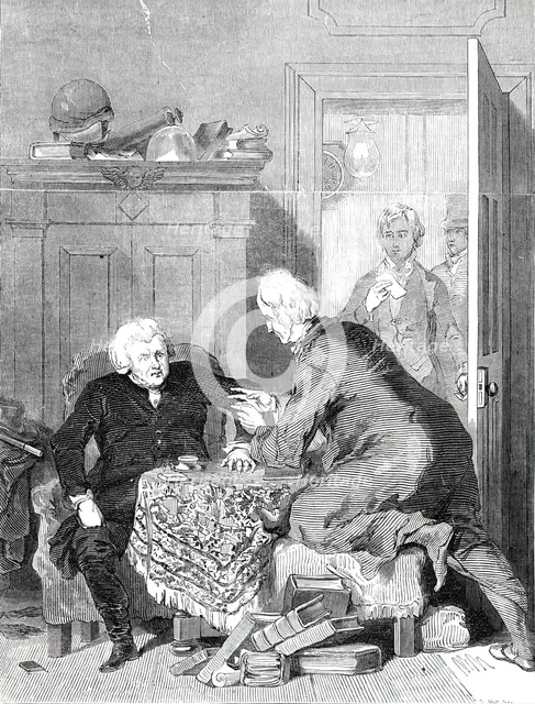 The Whistonian Controversy, from the picture by Mulready R.A., in the Exhibition of the Royal Academ Creator: Unknown.