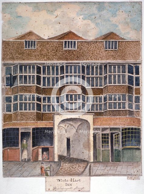 The White Hart Inn at no 119 White Hart Court, Bishopsgate, City of London, 1810. Artist: J Williams