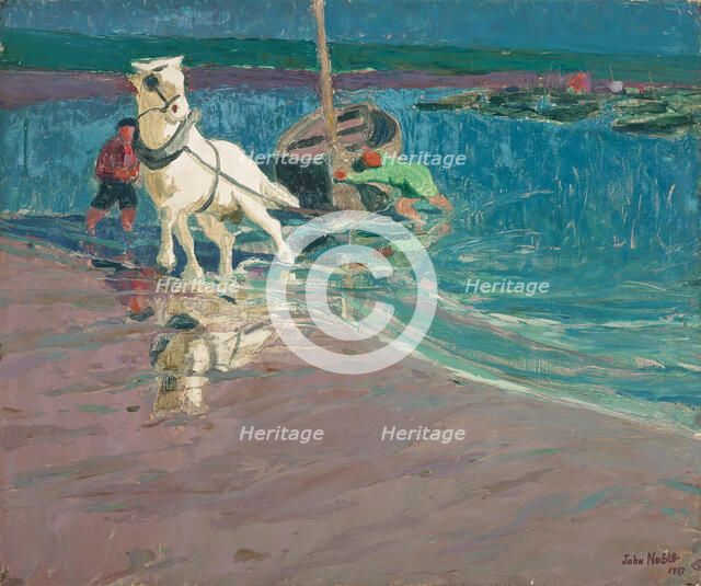 The White Horse (Horse at the Ford), 1917. Creator: John Noble.