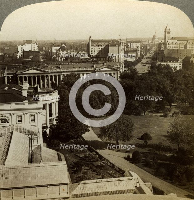 The White House and the Treasury Building, Washington DC, USA.Artist: Underwood & Underwood