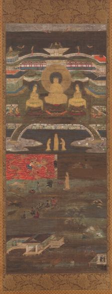 The White Path to the Western Paradise across Two Rivers (Niga Byakudo), 1200s. Creator: Unknown