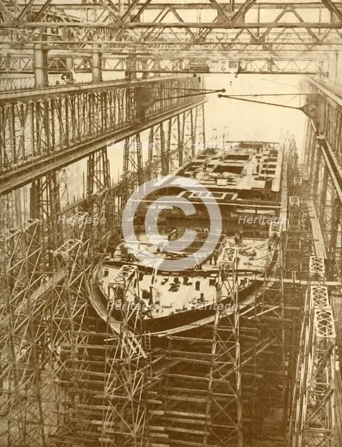 'The White Star Liner "Doric" Under Construction', c1930. Creator: Unknown.