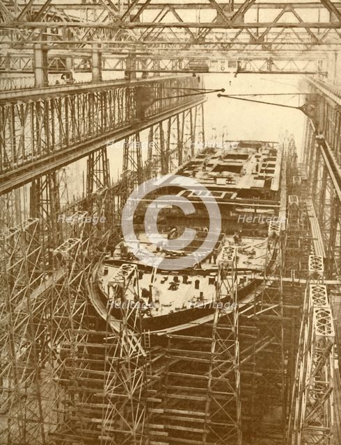 'The White Star Liner "Doric" Under Construction', c1930. Creator: Unknown.