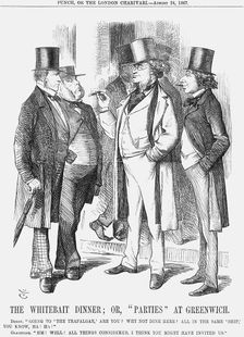 The Whitebait Dinner; or, "Parties" at Greenwich 1867. Creator: John Tenniel