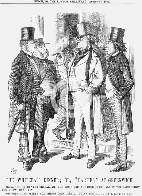 'The Whitebait Dinner; or, "Parties" at Greenwich', 1867. Creator: John Tenniel.