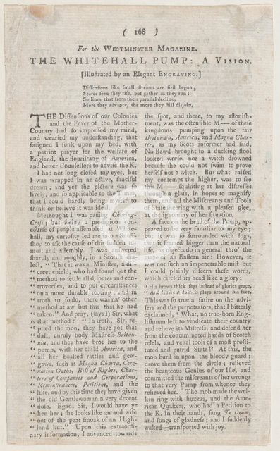 The Whitehall Pump (page from The Westminster Magazine), May 1, 1774., May 1, 1774. Creator: Anon.