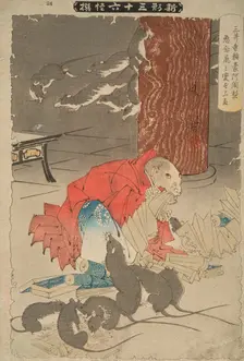 The Wicked Thoughts of the Priest Raigo of Miidera Transform Him into a Rat, 1891. Creator: Tsukioka Yoshitoshi