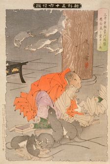The Wicked Thoughts of the Priest Raigo of Miidera Transform Him into a Rat, 1891. Creator: Tsukioka Yoshitoshi