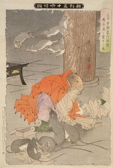 The Wicked Thoughts of the Priest Raigo of Miidera Transform Him into a Rat, 1891. Creator: Tsukioka Yoshitoshi