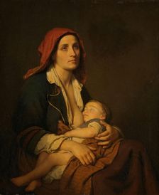 The Widow and her Child, 1853. Creator: Amalia Lindegren