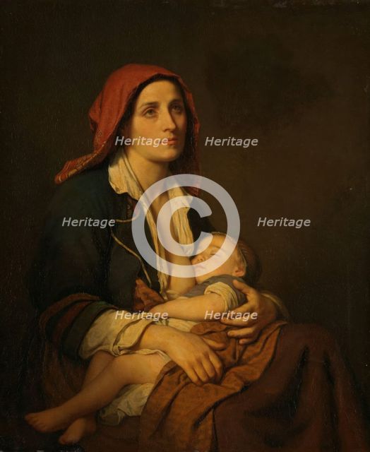 The Widow and her Child, 1853. Creator: Amalia Lindegren.