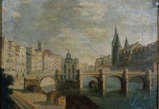 The wide arm of the Pont-Neuf and Samaritaine pump, around 1800, current 1st..., c1795-1805. Creator: Unknown