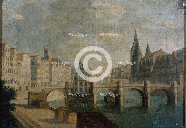 The wide arm of the Pont-Neuf and Samaritaine pump, around 1800, current 1st..., c1795-1805. Creator: Unknown.