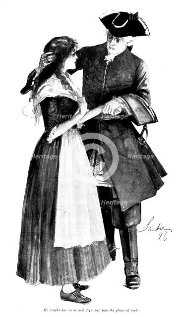 The Wild Geese: He caught her wrist and drew her into the gleam of light, 1898. Creator: Robert Sauber.