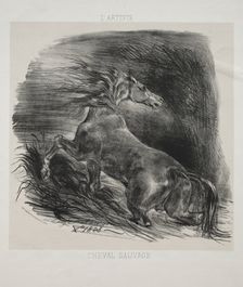The Wild Horse, or Frightened Horse Leaving the Water, 1828. Creator: Eugène Delacroix (French, 1798-1863); L'Artiste