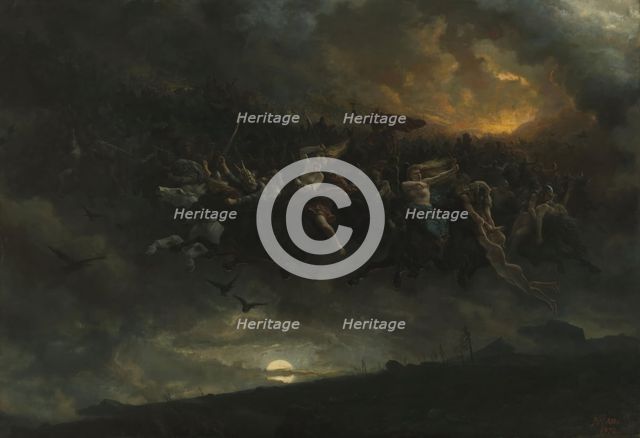 The wild Hunt of Odin, 1872. Creator: Peter Nicolai Arbo.