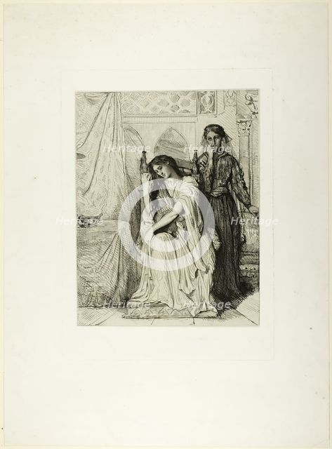 The Willow Song, plate nine from Othello, 1844. Creator: Theodore Chasseriau.