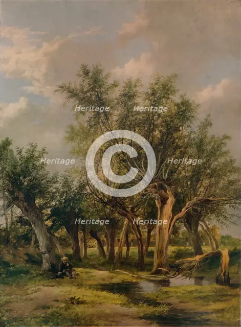 'The Willow Stream', c1839. Artist: James Stark.