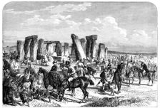 The Wiltshire Champion Coursing Meeting at Stonehenge, 1865. Creator: Unknown