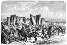 The Wiltshire Champion Coursing Meeting at Stonehenge, 1865. Creator: Unknown