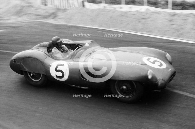 The winning Aston Martin DBR1 in the Le Mans 24 Hours, France, 1959. Artist: Maxwell Boyd