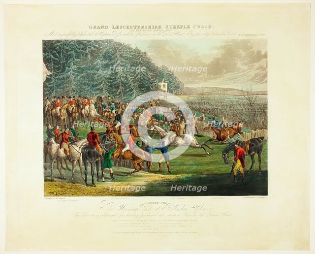 The Winning Post, from The Grand Steeplechase over Leicestershire, published 1830. Creator: Charles Bentley.